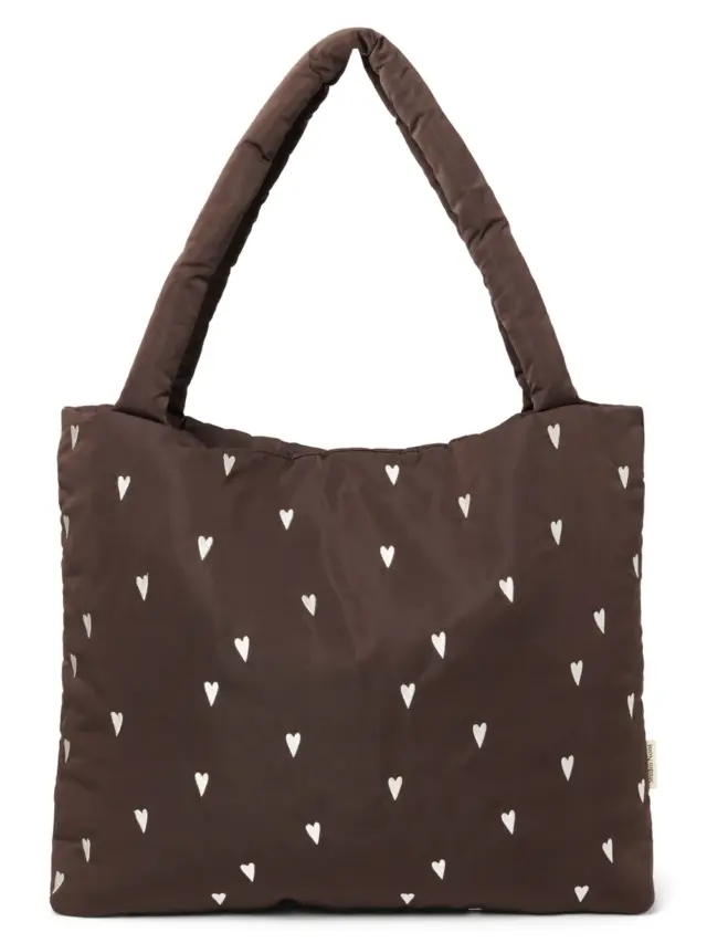 Puffy Mom Bag Brown Hearts