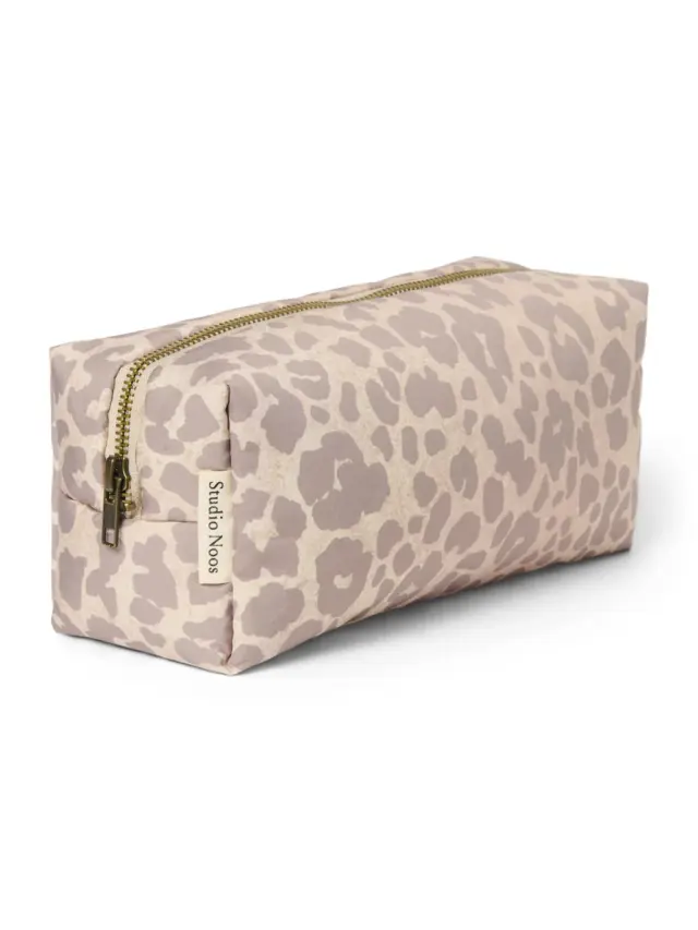 Puffy Pouch Beige Leopard