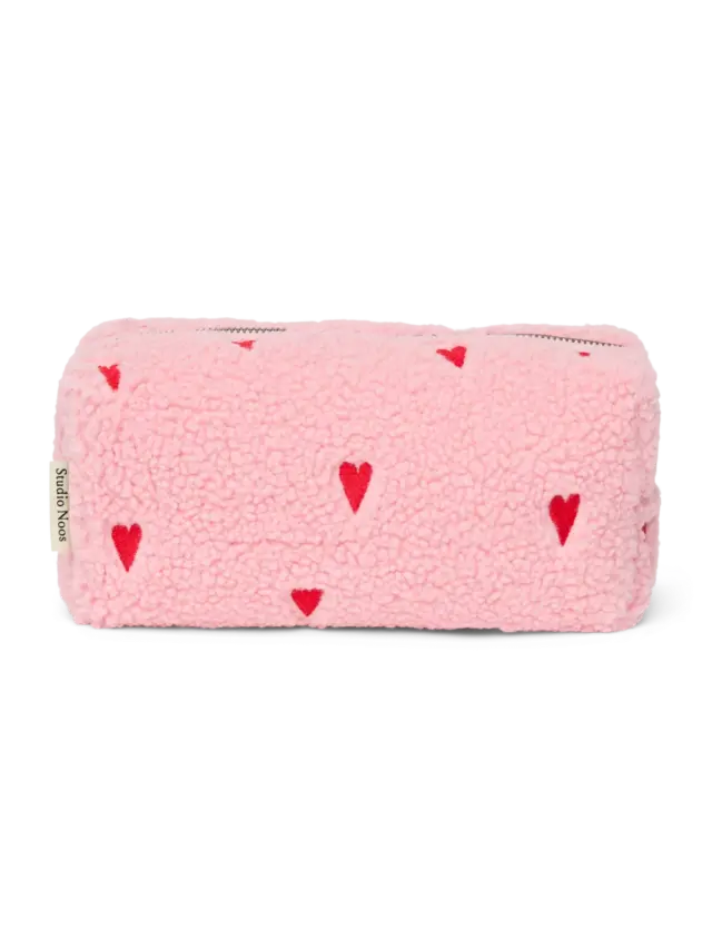 Teddy Pouch Pink Hearts