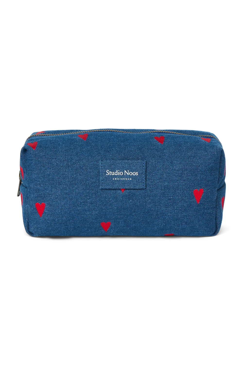 Denim Pouch Dark Blue Hearts