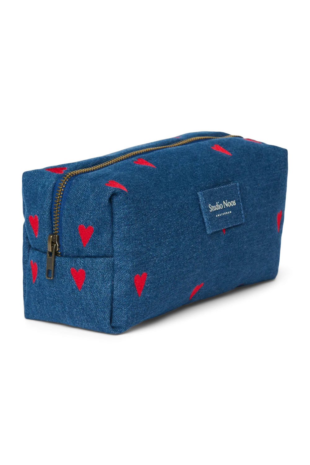 Denim Pouch Dark Blue Hearts