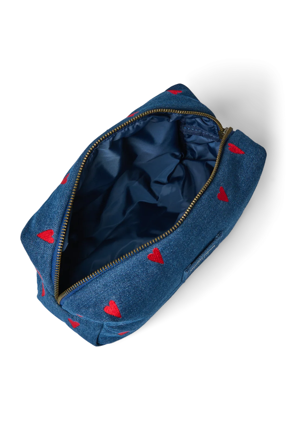 Denim Pouch Dark Blue Hearts